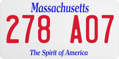 MA license plate 278AO7