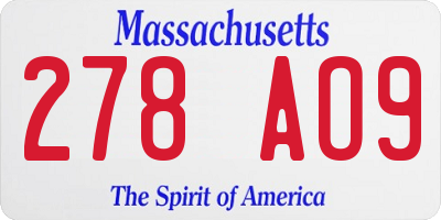 MA license plate 278AO9
