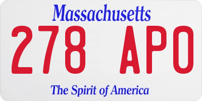 MA license plate 278AP0