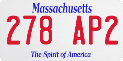 MA license plate 278AP2