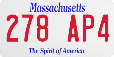 MA license plate 278AP4