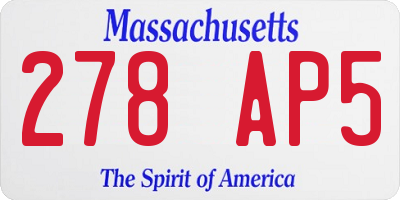 MA license plate 278AP5