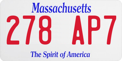 MA license plate 278AP7