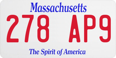 MA license plate 278AP9