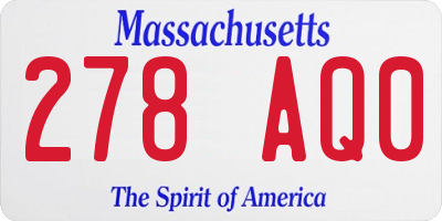 MA license plate 278AQ0