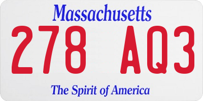 MA license plate 278AQ3