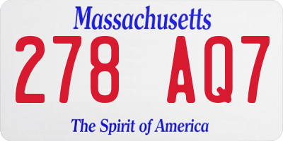 MA license plate 278AQ7