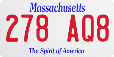 MA license plate 278AQ8