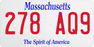 MA license plate 278AQ9