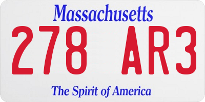 MA license plate 278AR3