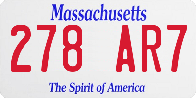 MA license plate 278AR7