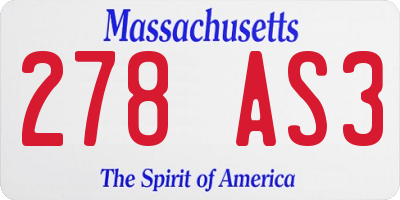 MA license plate 278AS3