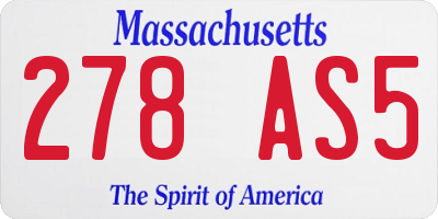MA license plate 278AS5