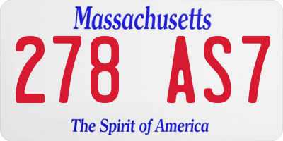 MA license plate 278AS7