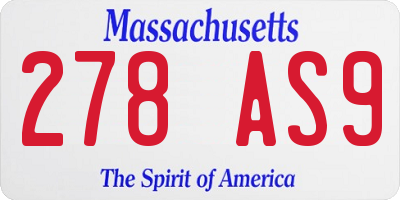 MA license plate 278AS9