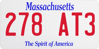 MA license plate 278AT3
