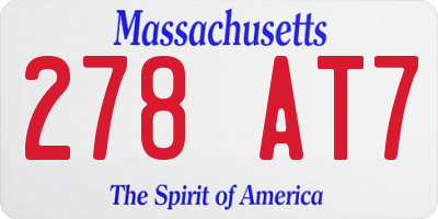MA license plate 278AT7