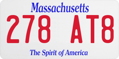 MA license plate 278AT8