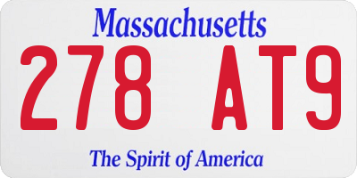MA license plate 278AT9