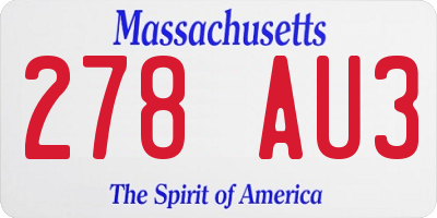 MA license plate 278AU3