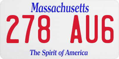 MA license plate 278AU6