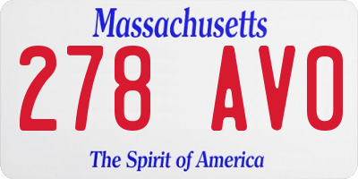 MA license plate 278AV0