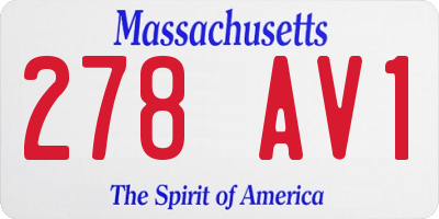 MA license plate 278AV1