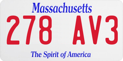 MA license plate 278AV3