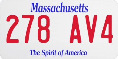 MA license plate 278AV4