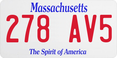 MA license plate 278AV5
