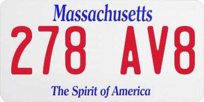 MA license plate 278AV8
