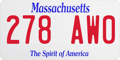 MA license plate 278AW0