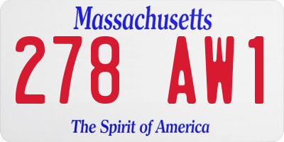 MA license plate 278AW1