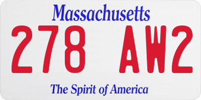 MA license plate 278AW2
