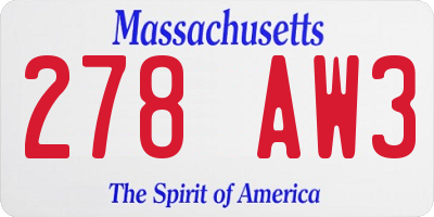 MA license plate 278AW3