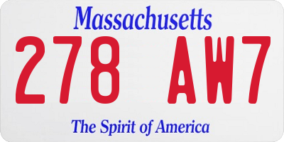MA license plate 278AW7