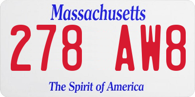 MA license plate 278AW8