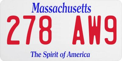 MA license plate 278AW9