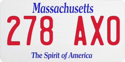 MA license plate 278AX0