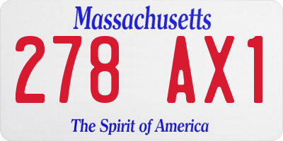 MA license plate 278AX1