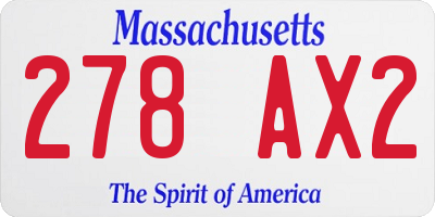 MA license plate 278AX2