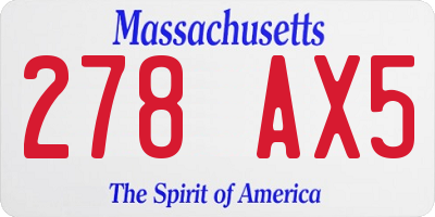 MA license plate 278AX5