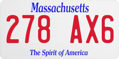 MA license plate 278AX6