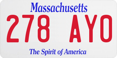 MA license plate 278AY0