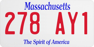 MA license plate 278AY1