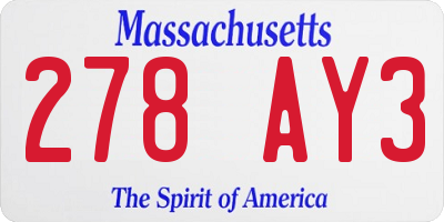 MA license plate 278AY3