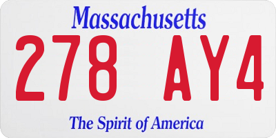 MA license plate 278AY4