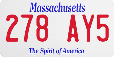 MA license plate 278AY5
