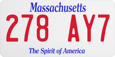 MA license plate 278AY7