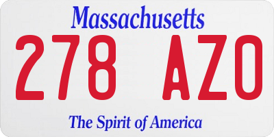 MA license plate 278AZ0